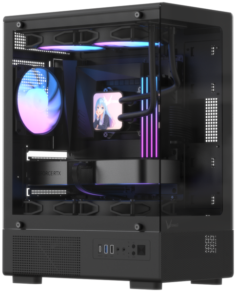 Formula V Line Crystal Z1CM Plus Black AR V2, MATX, TYPE-C*1, USB2.0*1, USB3.0*1, TOP 2x120mm ARGB, REAR 1x120mm ARGB