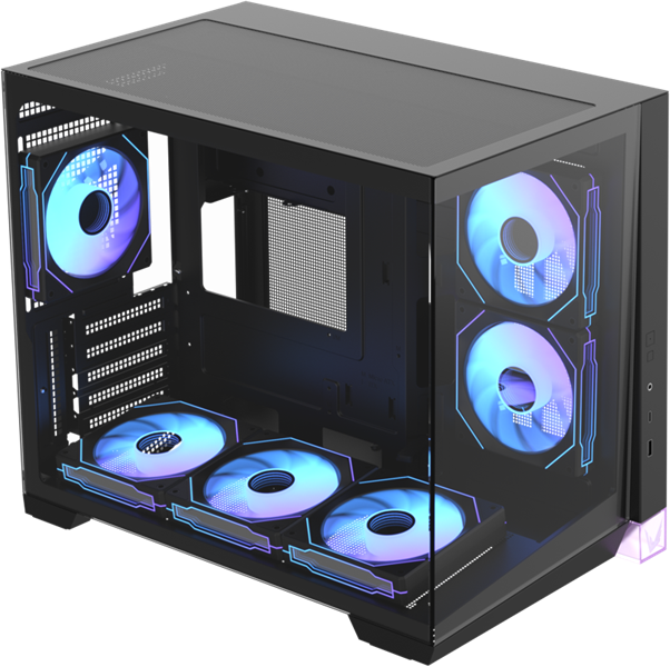Formula V Line Crystal Z4M Plus Black, MATX, TYPE-C*1, USB3.0*1, RIGHT 2x120mm ARGB, BOTTOM 3x120mm ARGB, REAR 1x120mm ARGB