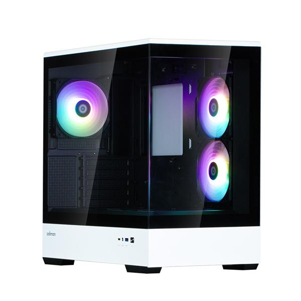ZALMAN P30 BW, MATX, BLACK/WHITE, WINDOW, 2x3.5", 3x2.5", 1xUSB TYPE-C, 1xUSB3.0, SIDE 2x120mm ARGB, REAR 1x120mm ARGB