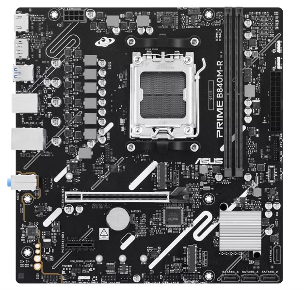 ASUS PRIME B840M-R, AM5, B840, 2*DDR5, 4*SATA, 2*M.2, 4*USB 3.2, 2*USB 2.0, 2*PCIx16,  1*PCIx1, HDMI+DP, mATX; 90MB1PT0-M0EAY0