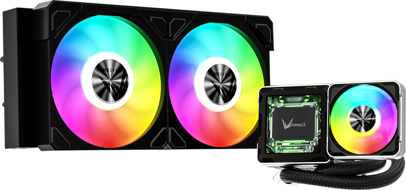 Formula V Line Cryo Wing Digi 240 BK, 240mm, LCD 2.73", 2x120mm, ARGB fans, LGA115X/1200/1700/1851/1366/2011/2066, AM3/AM4/AM5/Ryzen3/Ryzen5/Ryzen7/Threadripper/RT4