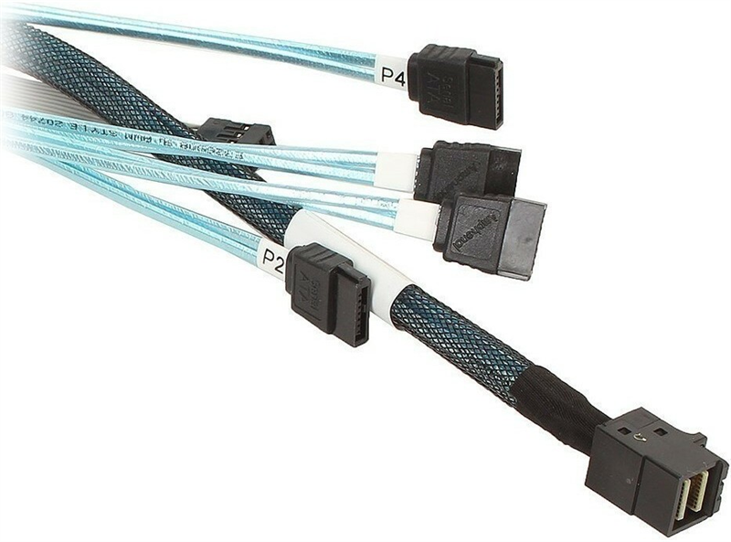 Cable, SFF-8643 - 4*SATA (MiniSAS HD -to- 4*SATA), 1m (analog LSI00411, 2279800-R, L5-00221-00, MD-6705050-100)