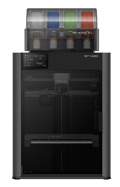 Bambu lab : 3D-Printer H2C, Closed type, Compatible with plastics: PLA, PETG, TPU, ABS, with AMS (auto color change, up to 24 colors)