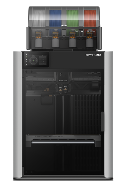 Bambu lab : 3D-Printer H2D Pro, Closed type, Compatible with plastics: PLA, PETG, TPU, ABS, with AMS (auto color change, up to 24 colors)