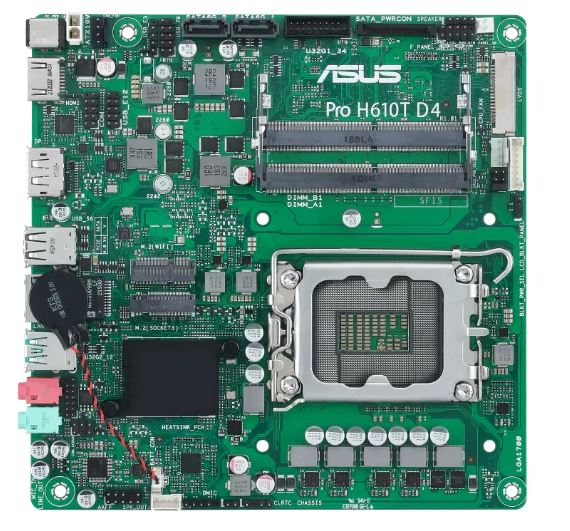 ASUS PRO H610T D4-CSM, LGA1700, H610, 2*SATA, 1*M.2, 2*USB 3.2, 2*USB 2.0, DP+HDMI, mITX; 90MB1AM0-M0EAYC