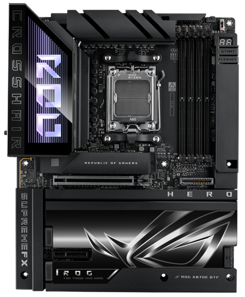 ASUS ROG CROSSHAIR X870E HERO BTF, AM5, X870, 4*DDR5, 4*SATA, 5*M.2,  6*USB 3.2, 2*Type-C, 2*USB4, 6*PCIx16, HDMI, ATX; 90MB1MX0-M0EAY0