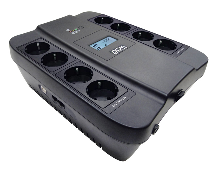 Powercom Back-UPS SPIDER, Line-Interactive, LCD, AVR, 750VA/450W, 8xSchuko outlets (4 surge & 4 batt), black (1138691)