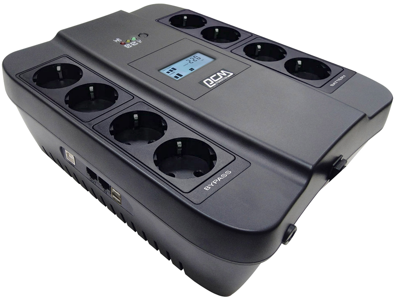 Powercom Back-UPS SPIDER, Line-Interactive, LCD, AVR, 750VA/450W, 8xSchuko outlets (4 surge & 4 batt), USB,  black (1456261)