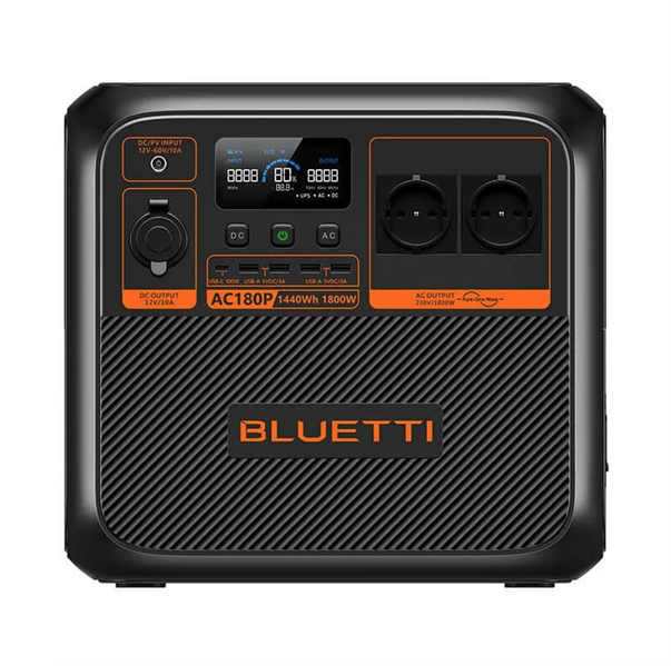 Bluetti Premium AC180P Portable Power Station, 1800W/1440Wh, LiFePO4