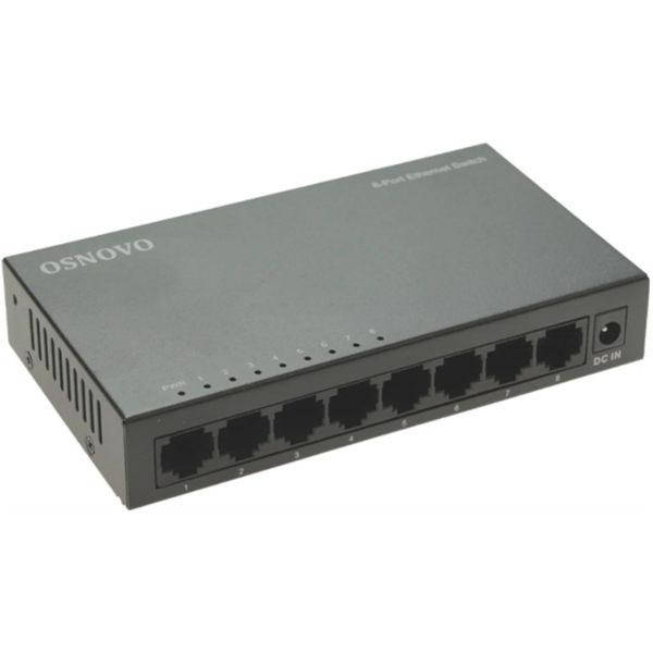 OSNOVO SW-8F Неуправляемый коммутатор Fast Ethernet на 8 портов. Порты: 8 x FE (10/100Base-TX). Auto MDI/MDIX Встроенная грозозащита 2кВ. В комплекте БП DC12V(1A). Размеры (ШхВхГ): 138 x 25 x 78мм. Ра