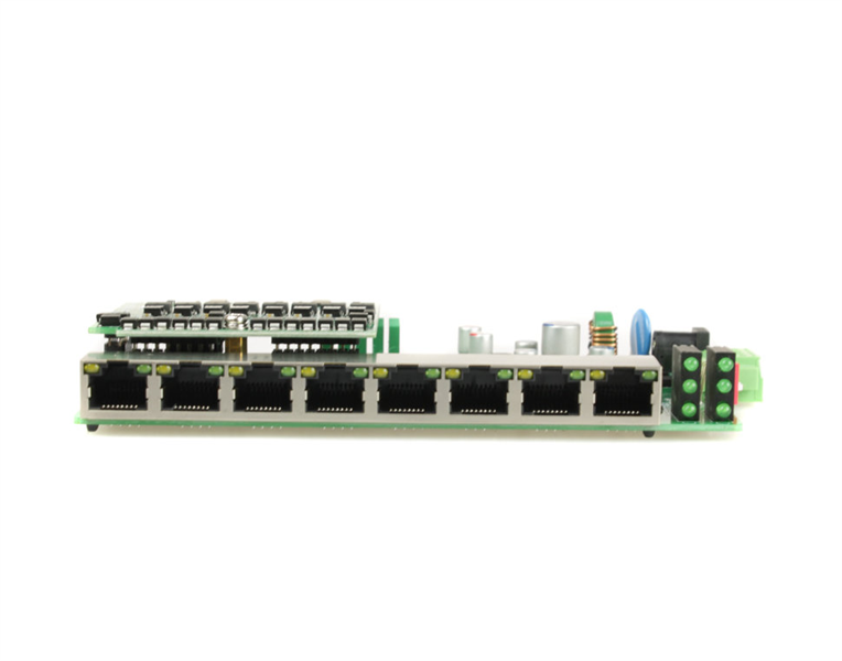 OSNOVO SW-80800/IC-P Бескорпусной промышленный PoE коммутатор на 8 портов. Порты: 1 x GE (10/100/1000Base-T) с PoE BT (до 90W); 7 x GE (10/100/1000Base-T) с PoE (до 30W). Встроенная грозозащита. Соотв