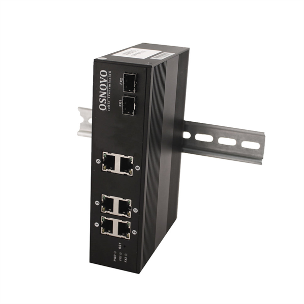 OSNOVO SW-8062/IC Промышленный PoE коммутатор Gigabit Ethernet на 8 портов. Порты: 6 x GE (10/100/1000Base-T) с PoE (до 25W) + 2 x GE SFP (1000Base-X). Вход для резервного питания. Встроенная грозозащ