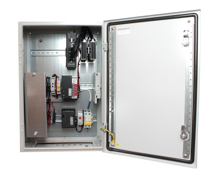 OSNOVO OS-46TB3(SW-80802/ILS(port 75W)) Уличный управляемый (L2+) коммутатор на 10 портов с термостабилизацией, грозозащитой портов PoE, резервным питанием и функцией мониторинга температуры/влажности