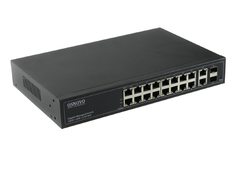 OSNOVO SW-71802/L Коммутатор Gigabit Ethernet управляемый на 18 RJ45 + 2 GE SFP порта. Порты: 18 x GE (10/100/1000 Base-T) , 2 x GE SFP (1000 Base-X). Поддержка режима CCTV: Увеличение расстояния пер