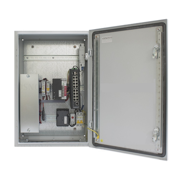 OSNOVO OS-46TB1(SW-81602/ILS(port 90W)) Уличный управляемый (L2+) коммутатор на 18 портов с термостабилизацией, резервным питанием и функцией мониторинга температуры/влажности/напряжения на базе уличн