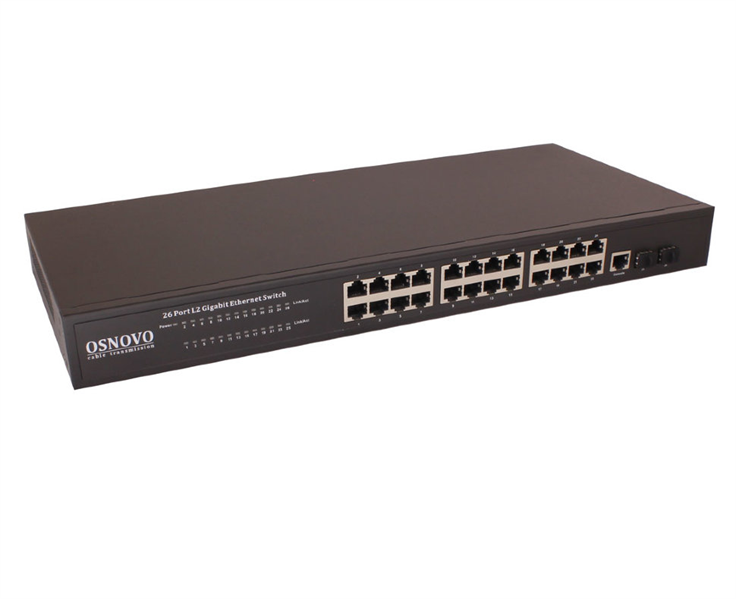 OSNOVO SW-72402/L2 Управляемый (L2+) коммутатор Gigabit Ethernet на 26 портов.Порты: 24 x GE (10/100/1000Base-T) + 2 x GE SFP (1000Base-X), Консольный порт; Уровень управления L2 (Full managed); Подде