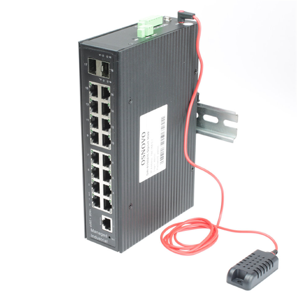 OSNOVO SW-81602/ILS(Port 90W,600W) Промышленный управляемый (L2+) HiPoE коммутатор Gigabit Ethernet на 16GE PoE + 2GE SFP порта с функцией мониторинга температуры/ влажности/ напряжения. Порты: 2xGE (