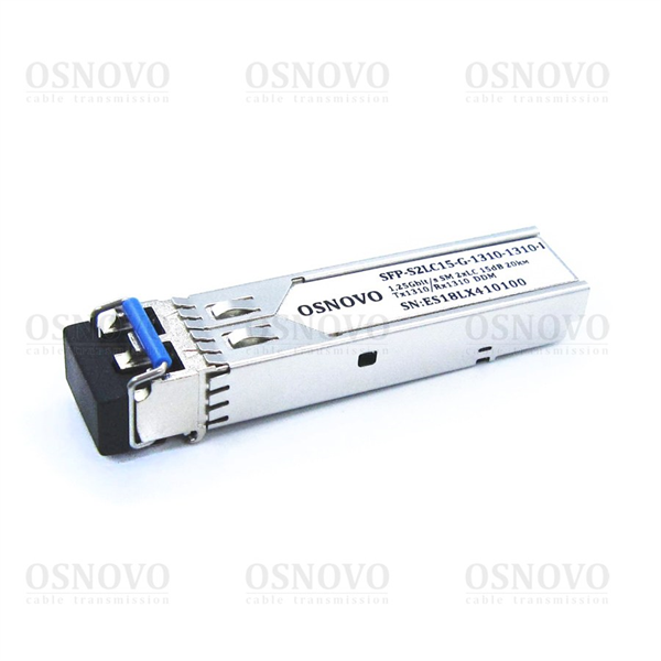 OSNOVO SFP-S2LC15-G-1310-1310-I Оптический SFP Модуль промышленный. Два волокна Single Mode. Скорость: до 1,25 Гбит/c. Тип разъема: 2xLC. Оптический бюджет: 15дБ. Расстояние передачи - до 20км. Рабоча