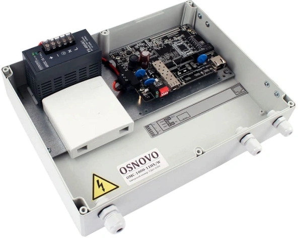 OSNOVO OMC-1000-11HX/W Уличный медиаконвертер Gigabit Ethernet с поддержкой PoE. Порты: 1 x GE (10/100/1000Base-T) с PoE (до 30W), 1 x GE SFP (1000Base-X). Встроенная грозозащита. Соответствует станда