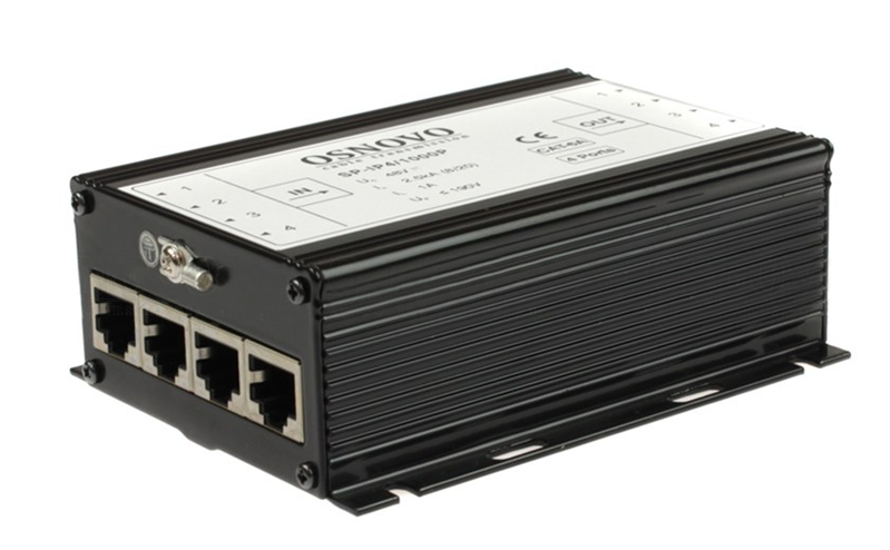 OSNOVO SP-IP4/100 Устройство грозозащиты для локальной вычислительной сети на 4 порта (скорость до 100 Мб/с) Защищаемые контакты 1/2, 3/6. Двухступенчатая защита. Максимальное длительное рабочее напря