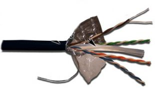 Кабель LANMASTER F/UTP, 4 пары, кат. 6, с перегородкой, 250Mhz, PE, внешний, с водоблок. слоем, 305 м