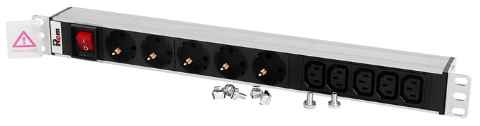ЦМО Гор блок розеток Rem-10, 1х10A, выкл, 5S, 5C13, 19", вход C14