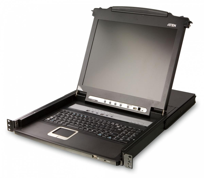 ATEN 17" 8-Port PS/2-USB VGA Single Rail LCD KVM Switch