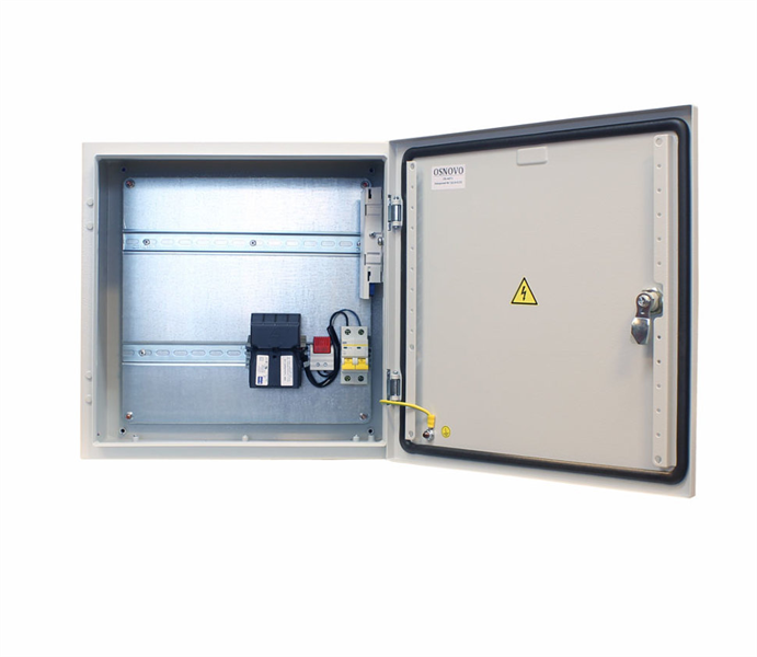 OSNOVO OS-44T1 Уличная станция с термостабилизацией и оптическим кроссом. В основе металлический шкаф с классом защиты IP66. Доступное место под установку оборудования на встроенные DIN-рейки: верхняя
