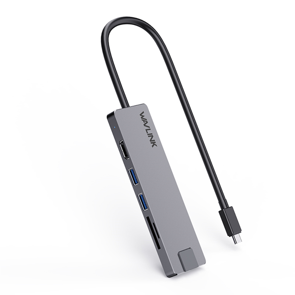 Docking Station WAVLINK USB-C  Travel Mini/100W PowerDelivery/ 2xUSB3.0/1xHDMI 4K 60HZ/1xGigabit LAN/SD/Micro SD Card Reader