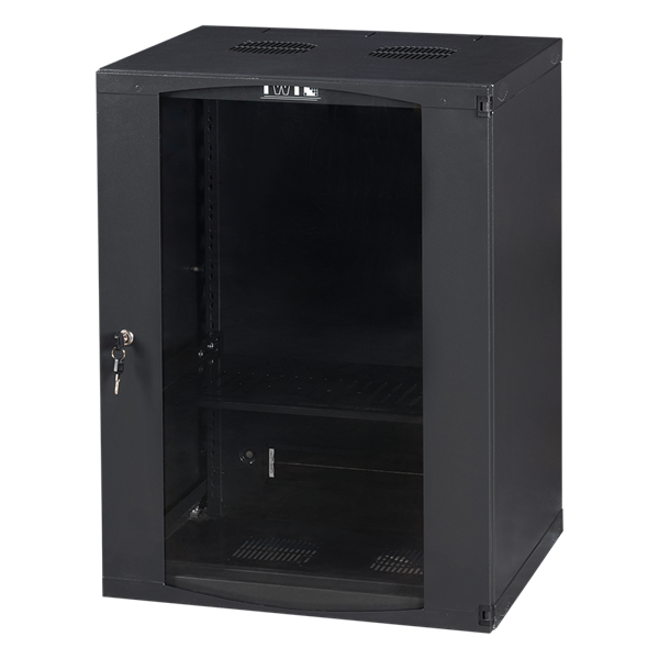 Шкаф настенный Next, 6U 550x450, стеклянная дверь, черный