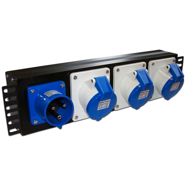 Блок розеток 19, 1-фазный без выключателя, 32A / 250V,1х3 IEC309, без шнура питания, с вилкой IEC309