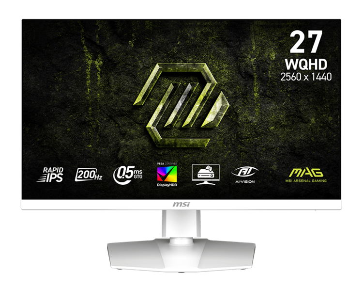 MSI MAG 274QRFW E20 27" 16:9 WQHD(2560x1440) Rapid IPS Flat, DisplayHDR 400, 0,5msGTG, 1000:1, 100M:1,300nits,2xHDMI 2.0b, DP 1.4a,Tilt,Swivel,Height,Pivot,VESA,200Hz,White,1y w-ty