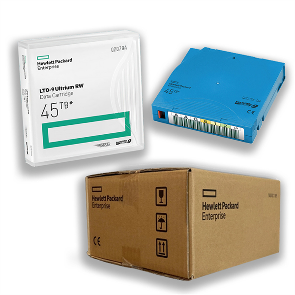 HPE LTO-9 Ultrium 45TB RW Non Custom Labeled 20 Data Cartridges with Cases (20 x Q2079A with label)