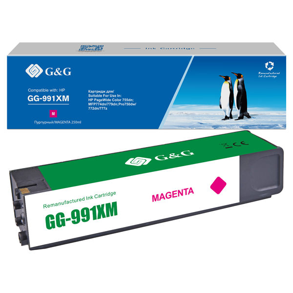 Cartridge G&G 991X для HP PageWide Managed 16 000 стр. пурпурный аналог X4D13AC, M0K10XC, M0J94AE  гарантия 36 мес.