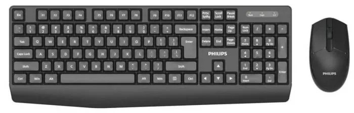 Philips Беспроводной Комплект SPT6337, 2.4 GHz 104 клав/3 кнопки, 1600dpi, русская заводская раскладка, чёрный