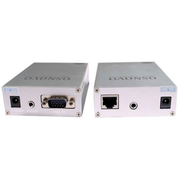 OSNOVO TA-V/3+RA-V/3 Комплект (передатчик+приёмник) для передачи VGA и аудиосигнала по кабелю UTP CAT5 до 200м. Разрешение до 1920х1440. Мет. корпус. В комплекте: БП DC9V(1A) - 2шт. Размеры передатчик