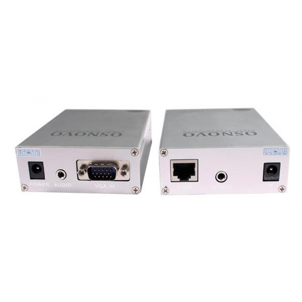 OSNOVO TA-V/2+RA-V/2 Комплект (передатчик+приёмник) для передачи VGA и аудиосигнала по кабелю UTP CAT5 до 100м. Разрешение до 1920х1440. Мет. корпус. В комплекте: БП DC9V(1A) 2шт. Размеры передатчика