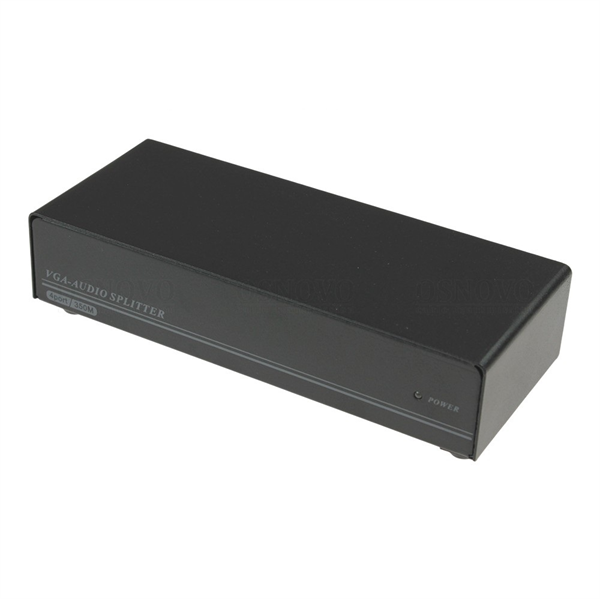 OSNOVO D-VA104 Разветвитель- 1VGA+1Стерео Аудио вх./4 VGA+4 Стерео Аудио. Расстояние передачи – до 50м; Разрешение: до 1920х1440, 60 Гц; Подключение VGA(15 pin D-sub), Стерео Аудио (3,5мм). БП 5В DC/