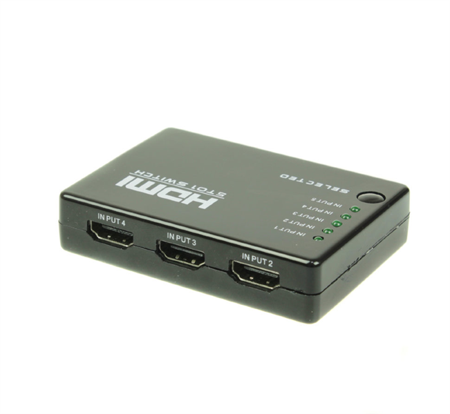 OSNOVO SW-Hi5012 Коммутатор сигнала HDMI (5вх./1вых.) с поддержкой HDMI 1.4, HDCP 1.2. Разрешение до 4Kx2K(30Гц). Вх. - HDMI(A)x5/Роз.1,7х4мм(DC5V). Вых. - HDMI(A). В комплекте пульт управления. Разме