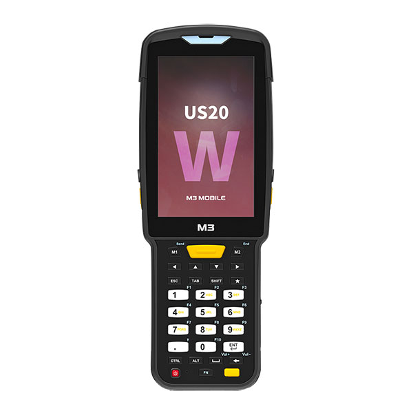 M3 Mobile US20W Android 10.0 GMS, WVGA, 802.11 a/b/g/n/ac, SE55 (SS), Rear Camera, BT, GPS, NFC(HF), 4G/64G, 30K, Ext Bat incl & Bullet Proof Film, Hand Strap. Req CRD&PWR