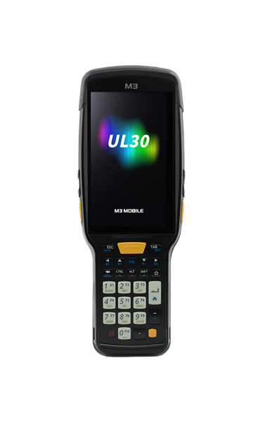 M3 Mobile UL30W Android 14.0 GMS, HD, 802.11 a/b/g/n/ac/ax, SE4770, Rear Camera, BT5.3, NFC(HF), 8G/128G, 28K, 6700mAh Bat Bullet Proof Film, Hand Strap. Req CRDPWR