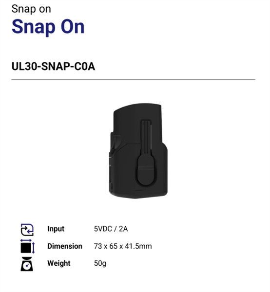 M3 Mobile ASSY: UL30 charging USB-C Type Snap On. Req UNIV-PWSP-V00 or USB-C cable or car adaper etc