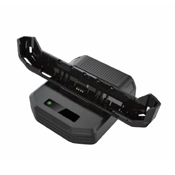 Newland ASSY: Cradle (black) for SD100 Plus series, with battery charging slot, including multiplug adapter.