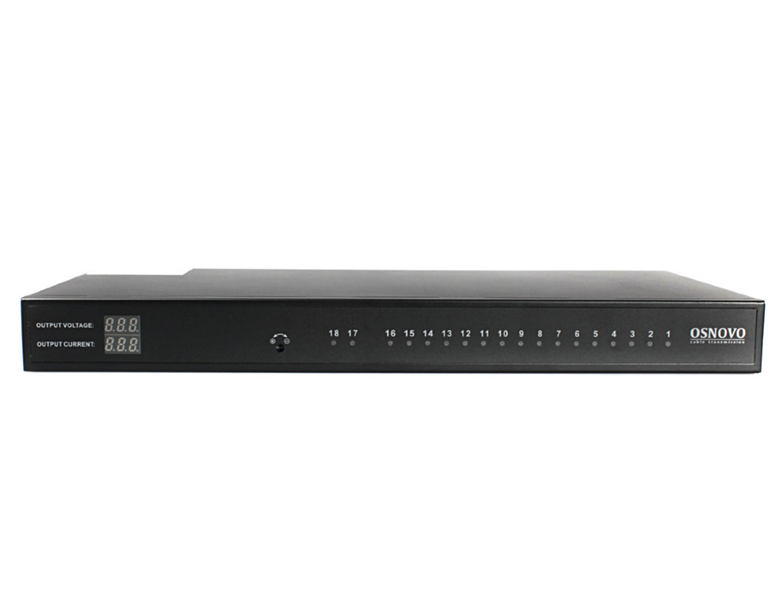 OSNOVO PS18-12240/R Блок питания на 18 каналов, для монтажа в 19'' стойку 1U, DC 12V, 1,11А на канал(ток нагрузки до 2А, при одновременном использовании до 5 каналов), суммарно до 10А. Общая выходная