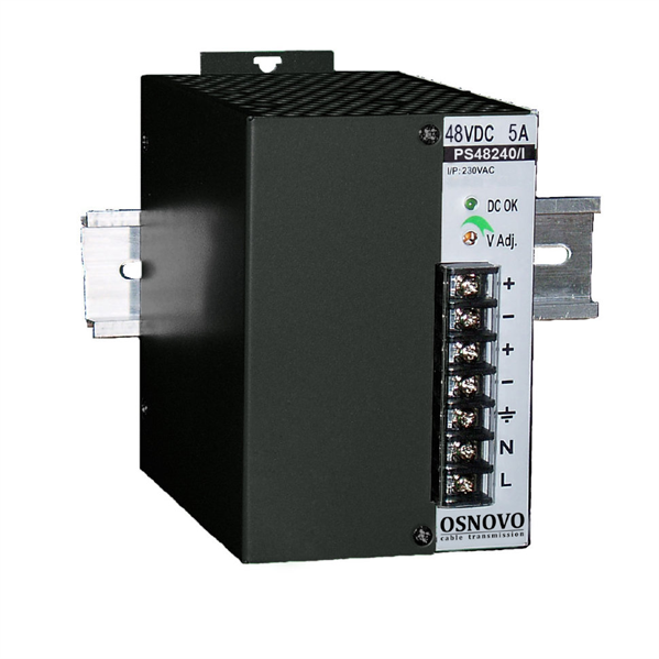 OSNOVO PS-48240/I Промышленный блок питания. DC48V, 5A (240W). Входное напряжение AC195-265V. КПД: 84%. Регулировка выходного напряжения в диапазоне 45-53V. Защита от короткого замыкания, перенапряжен