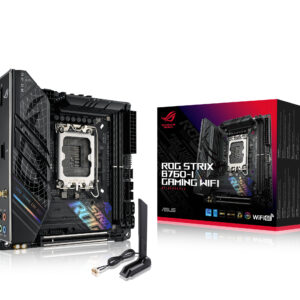 ASUS ROG STRIX B760-I GAMING WIFI, LGA1700, B760, 2*DDR5, 4*SATA, 2*M.2, 3*USB 3.2, 3*USB 2.0, Type-C, 1*PCIx16, DP+HDMI, mITX; 90MB1D90-M1EAY0