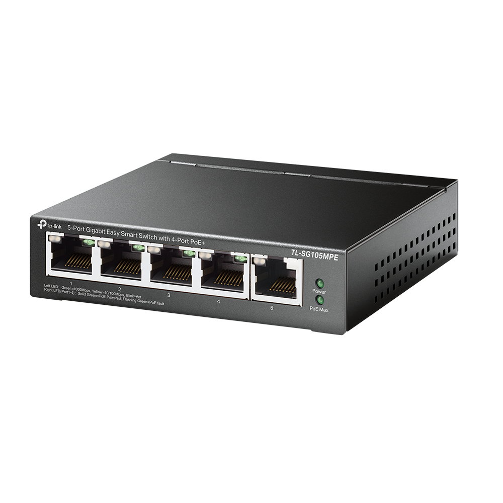 TP-Link TL-SG105MPE, 5-Port Gigabit Easy Smart Switch with 4-Port PoE+, 120 w