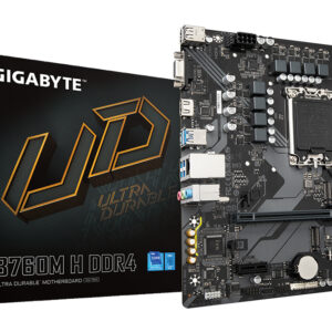 GIGABYTE B760M H DDR4, LGA1700, B760, 2*DDR4, 4*SATA, 2*M.2, 4*USB 3.2, 2*USB 2.0, 1*PCIx16, 2*PCIx1, D-Sub+HDMI, mATX