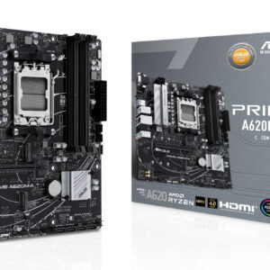 ASUS PRIME A620M-A-CSM, AM5, A620, 4*DDR5, 4*SATA, 2*M.2, 2*USB 3.2, 4*USB 2.0, 2*PCIx16, 2*PCIx1, DP+VGA+HDMI, mATX; 90MB1F10-M0EAYC