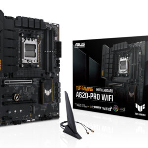ASUS TUF GAMING A620-PRO WIFI, AM5, A620, 4*DDR5, 4*SATA, 2*M.2, 2*USB 3.2, 3*USB 2.0, Type-C, 2*PCIx16, 2*PCIx1, DP+HDMI, ATX; 90MB1FR0-M0EAY0